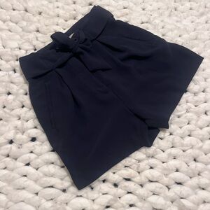 H&M Dark Navy Asymmetrical Tie-Front Shorts
